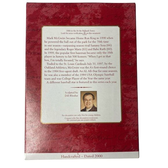 Mark McGwire Baseball Hallmark Keepsake Ornament Series - Picture 2 of 3